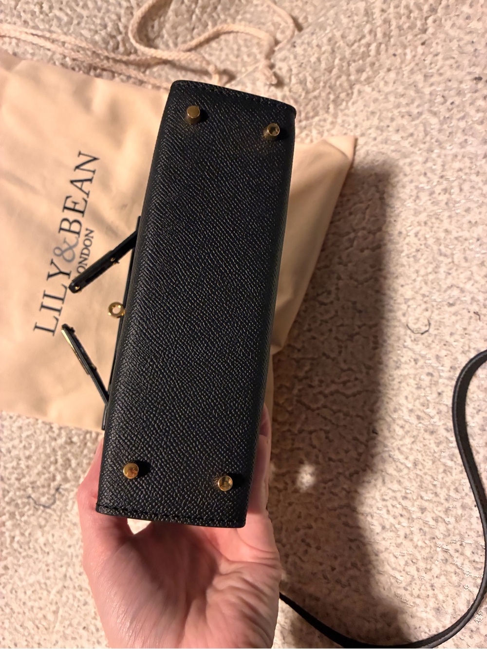 Lily & Bean Black Mini Top-Handle Crossbody Bag, black with gold hardware - Picture 11 of 16